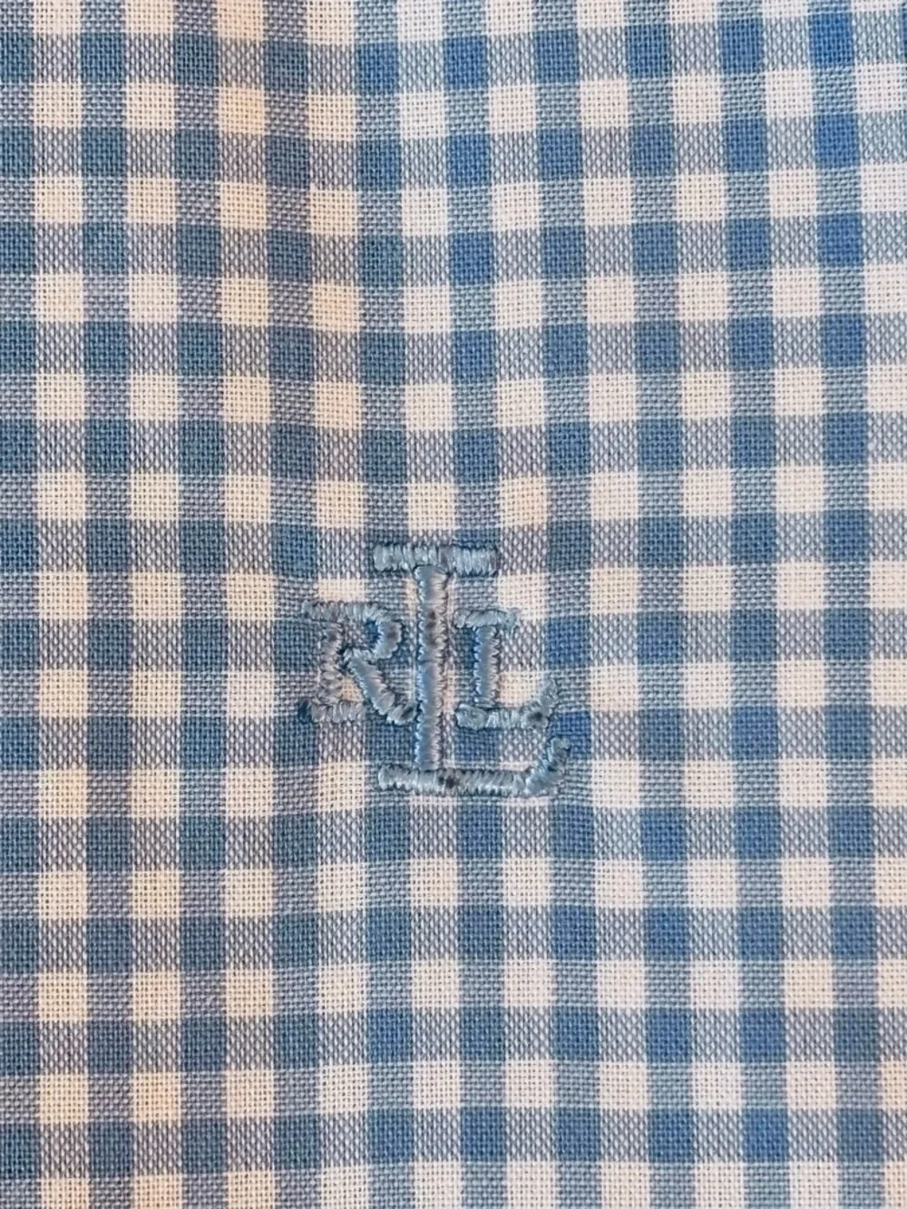 Lauren Ralph Lauren Button-Up Shirt Blue Gingham Check large non-iron cotton - Picture 7 of 7